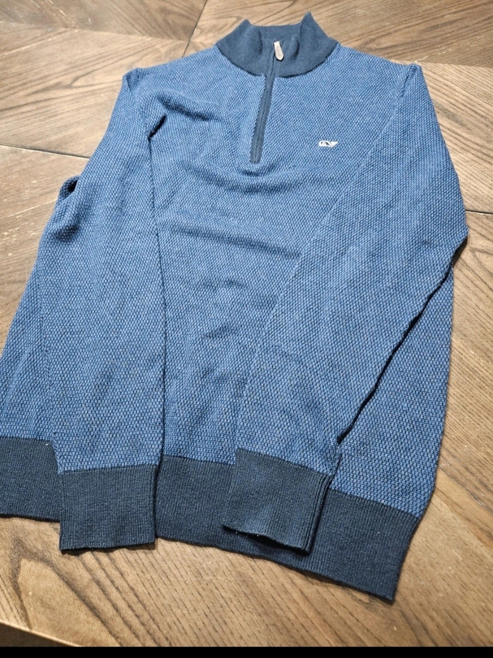 Vineyard Vines Men's Blue Half-Zip Textured Sweater